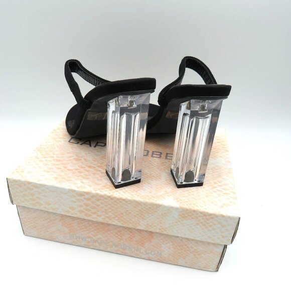 Cape Robbin Shoes Womens Size 7.5 Black 4.5" Clear Block Heel Sandals New in Box - Picture 3 of 10